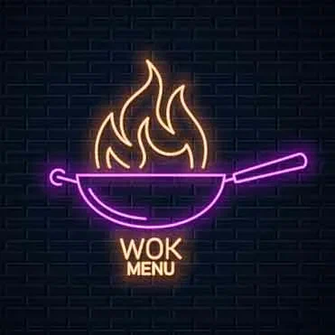 Неоновая вывеска WOK для кафе