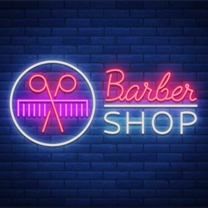 Неоновая вывеска Barbershop на заказ