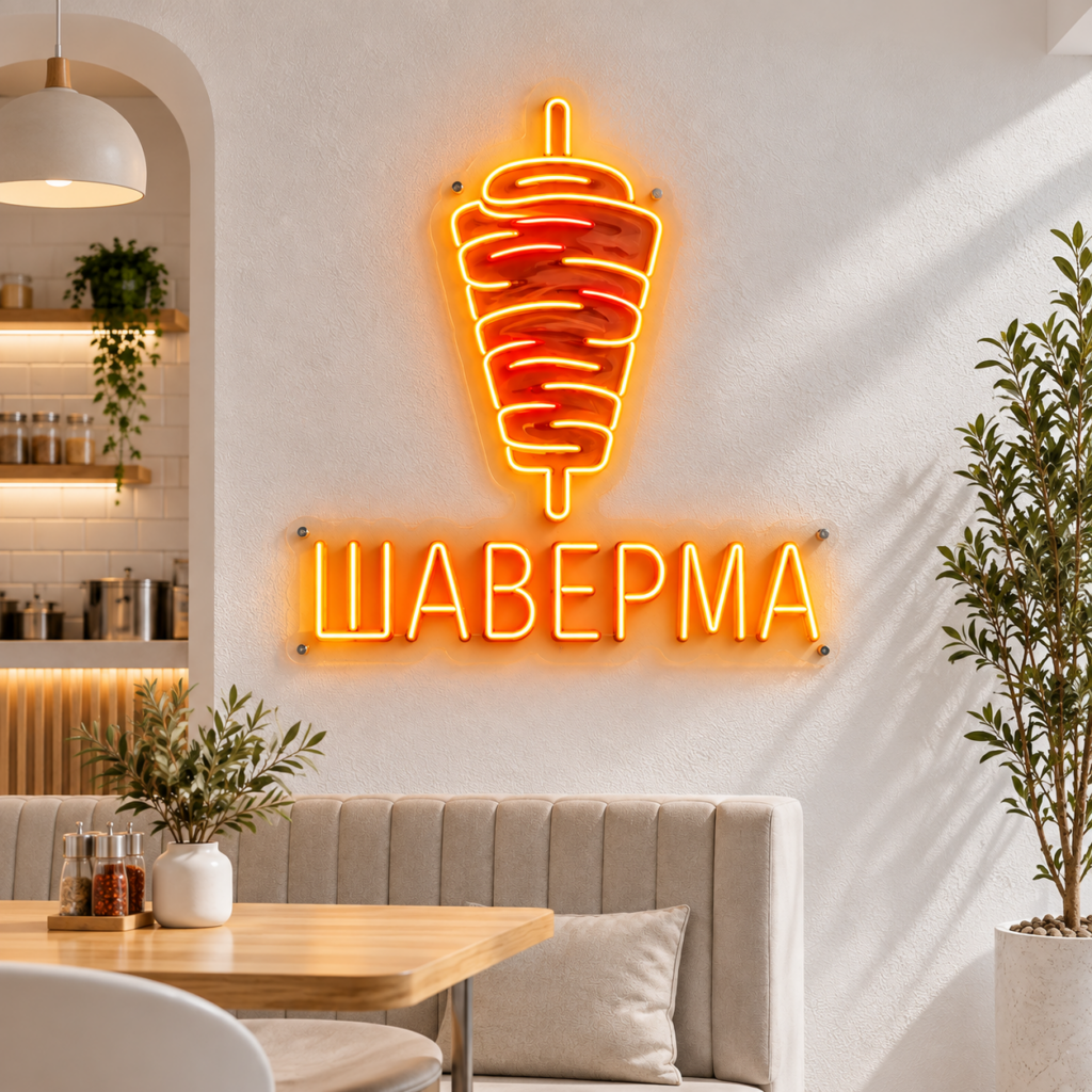 Неоновая вывеска для шавермы