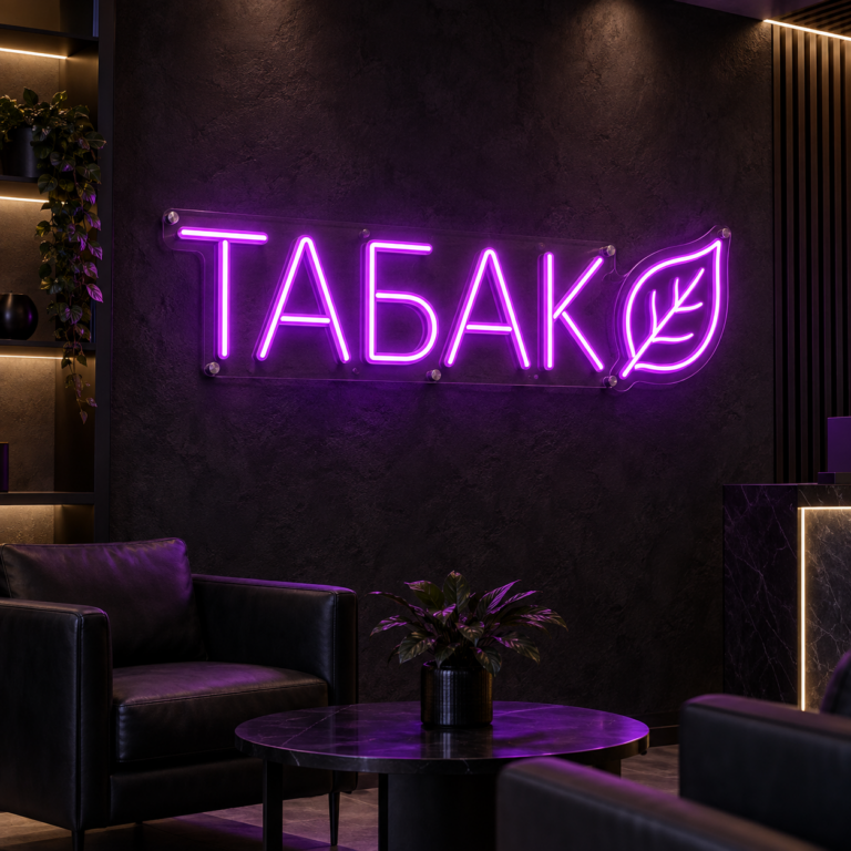 Неоновая вывеска для табачного магазина