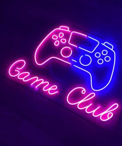 Неоновая вывеска «Game Club с геймпадом»