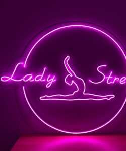 Неоновая вывеска «Lady Stretch в круге»